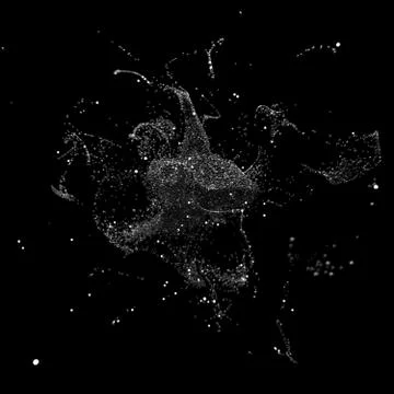 3d rendered background with a lot of particles. Spheres are forming abstract  Stock Illustration