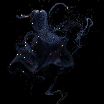 3d rendered background with a lot of particles. Spheres are forming abstract  Stockillustratie