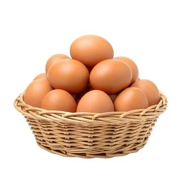 3d rendered basket of eggs with realistic lighting and texture details Stock Photos