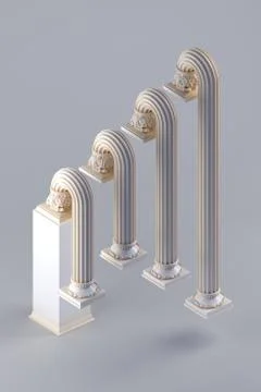 3d rendered bent columns in a row Stock-Illustration