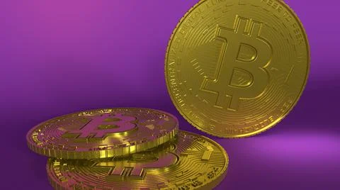 3D rendered Bitcoin cryptocurrency coin tokens Stock Illustration
