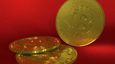 3D rendered Bitcoin cryptocurrency coin tokens Stock Illustration