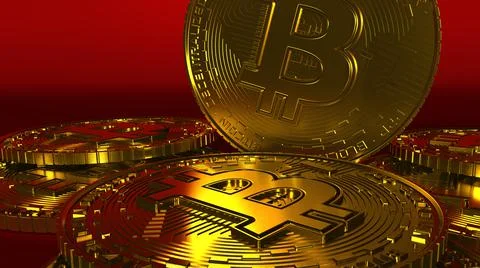 3D rendered Bitcoin cryptocurrency coin tokens Stock Illustration