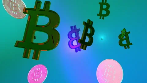 3D rendered Bitcoin cryptocurrency scene for financial news and reports Stock Footage 228770692