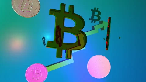 3D rendered Bitcoin cryptocurrency scene for financial news and reports Stock Footage 228822773