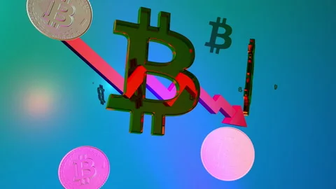3D rendered Bitcoin cryptocurrency scene for financial news and reports Stock Footage 228840848