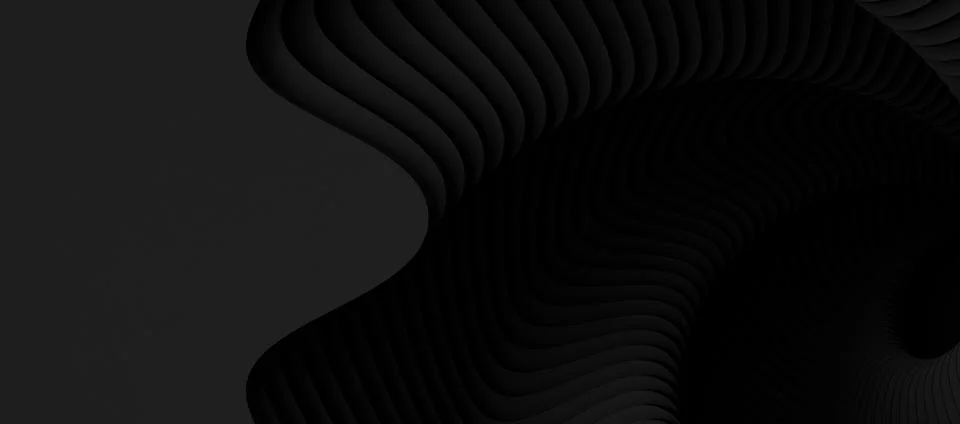 3D rendered black abstract background of a vortex swirl motion. Stock Illustration