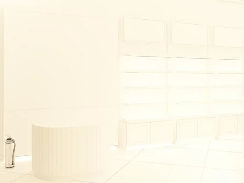 3d rendered black and white image of showroom's fasada . rendered edges of fu Stock Illustration