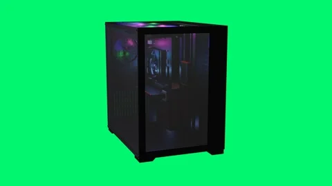 The 3D-Rendered black computer case with 4 spectacular Fans and RGB Lighting. Vídeos de archivo 250540754