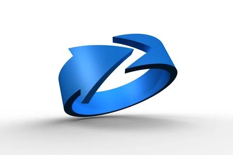 3D-rendered blue arrow ring hovering above white seamless backdrop, casting soft Stock Illustration