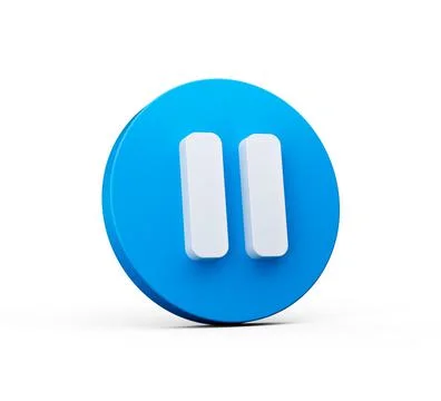 3D-rendered blue button with a pause symbol isolated on white background Stock Illustration