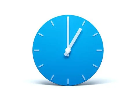 3D rendered blue clock showing 1 oclock isolated on a white background Stock Illustration