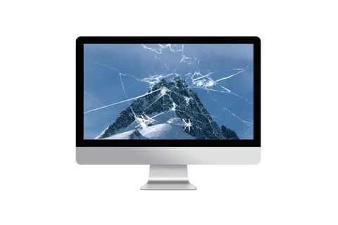 3D Rendered Broken Screen Computer - Cracked Screen Monitor イラスト素材