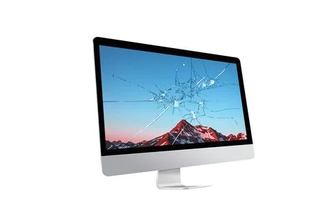 3D Rendered Broken Screen Computer - Cracked Screen Monitor イラスト素材