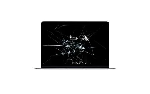 3D Rendered Broken Screen Laptop - Broken Screen MacBook Stock Illustration