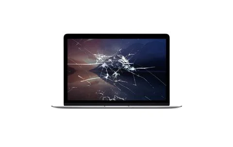 3D Rendered Broken Screen Laptop - Broken Screen MacBook Stock Illustration