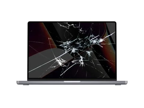 3D Rendered Broken Screen Laptop - Broken Screen MacBook イラスト素材