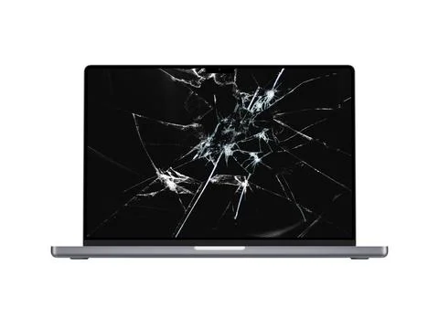3D Rendered Broken Screen Laptop - Broken Screen MacBook イラスト素材