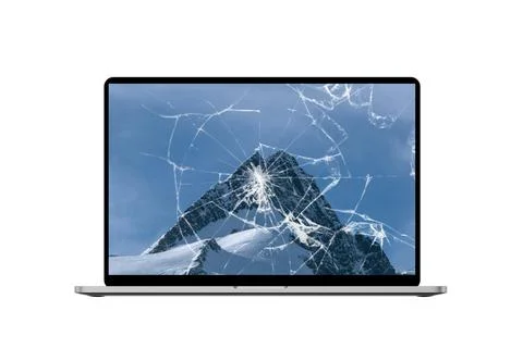 3D Rendered Broken Screen Laptop - Broken Screen MacBook Stock Illustration