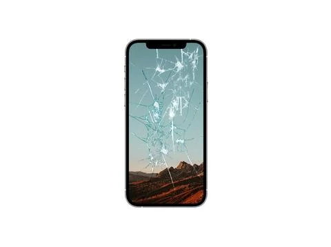 3D Rendered Broken Screen Mobile Phone - Cracked Screen Phone イラスト素材