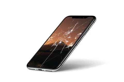 3D Rendered Broken Screen Mobile Phone - Smashed Screen Mobile Phone イラスト素材