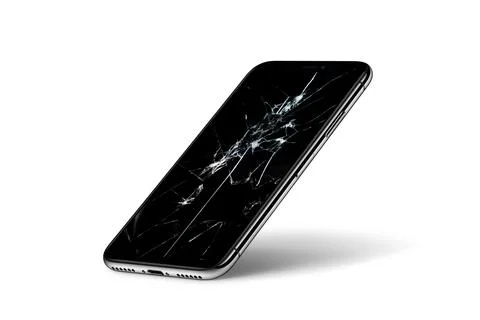 3D Rendered Broken Screen Mobile Phone - Smashed Screen Mobile Phone Stock Illustration