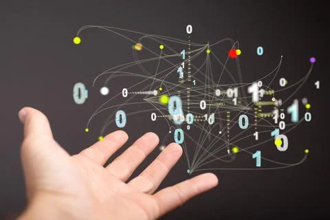 3D rendered business intelligence analyst dashboard against a gray background Foto stock