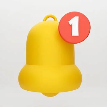 3D rendered cartoon notification bell icon Illustrazione stock
