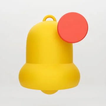 3D rendered cartoon notification bell icon Illustrazione stock
