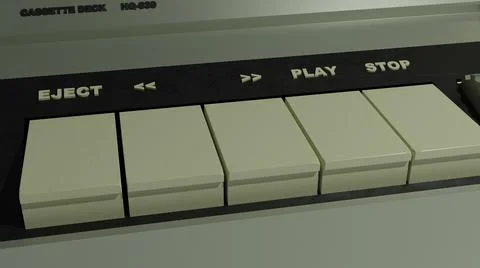 3D rendered cassette player closeup Stock Illustration