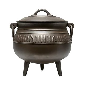 3d rendered cast iron pot with lid and handles in a minimalist setting 写真素材