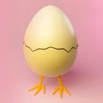 3d rendered chicken egg with legs on isolated pink background Stock Illustration
