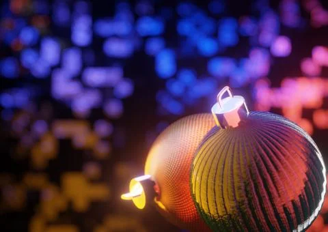 3d rendered Christmas background. Decorative christmas balls on grey background Stock Illustration