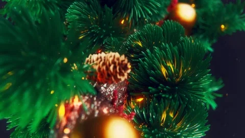 3D Rendered Christmas Tree Growing Leaves Cones And Ornaments Vídeo Stock 257647606