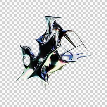 3D rendered chrome type with futuristic iridescent metallics Stock Illustration