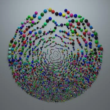 3D rendered clonning distribution of geometry primitives. Stockillustratie