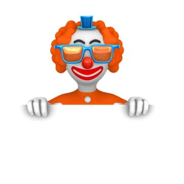 3d rendered clown over blank paper page. Stock Illustration