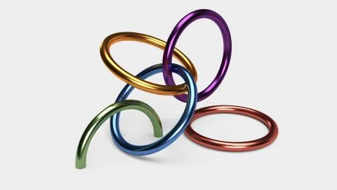 3D Rendered colourful abstract rings background wallpaper 스톡 일러스트