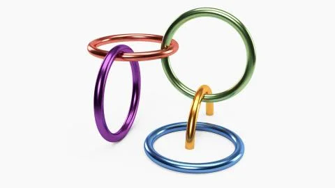 3D Rendered colourful abstract rings background wallpaper Stock Illustration