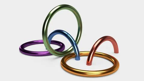 3D Rendered colourful abstract rings background wallpaper Stock Illustration