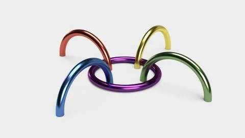 3D Rendered colourful abstract rings background wallpaper Stock Illustration