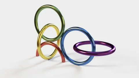 3D Rendered colourful abstract rings background wallpaper Stock Illustration