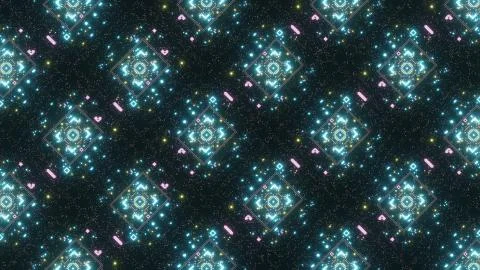 3D rendered composition with blue and pink lights. Future geometric pattern. Stock Illustration