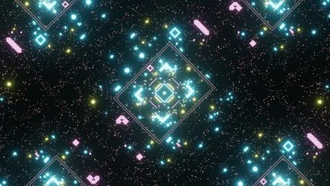 3D rendered composition with blue and pink lights. Future geometric pattern. Stock Illustration