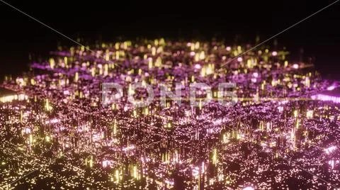 3D rendered composition with flying future city. Technology background. Place Stock Illustration
