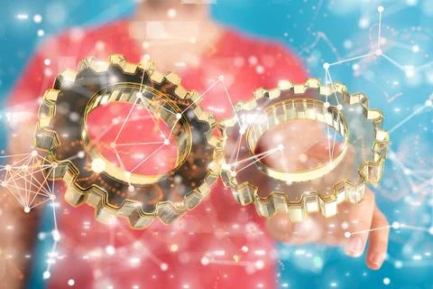 3D rendered computer icon hovering in man's hand 스톡 사진