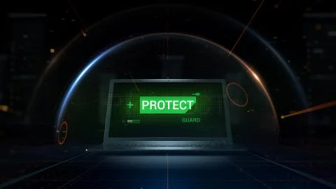 3d rendered concept background. Hacker attacks the notebook. 스톡 일러스트