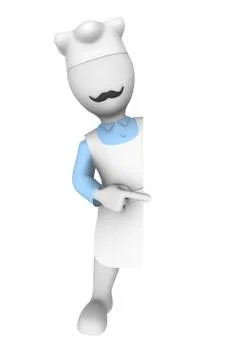 3d rendered cook with empty board. Stock Illustration