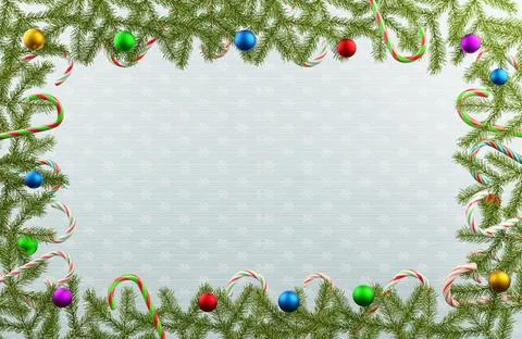 3d rendered. Creative frame of Christmas fir branches on background Illustrazione stock