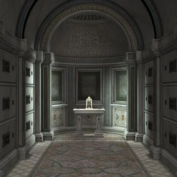 3d rendered crypt interior Ilustración de archivo